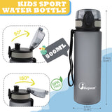 Bugucat Water Bottle Kids, 500ML Sports Water Bottle Drinks Bottle Leak Proof, Sport Jug Reusable, Water Storage Container for kindergarten School Outdoor Cycling, 1 Click Open, BPA Free Tritan