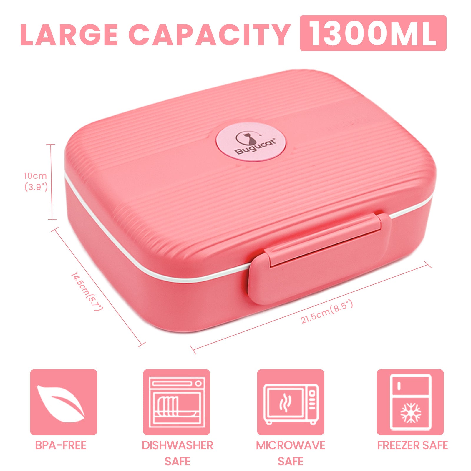 Lunch Box 2400ML, Bento Box Leak-Proof Dishwasher Microwave Safe