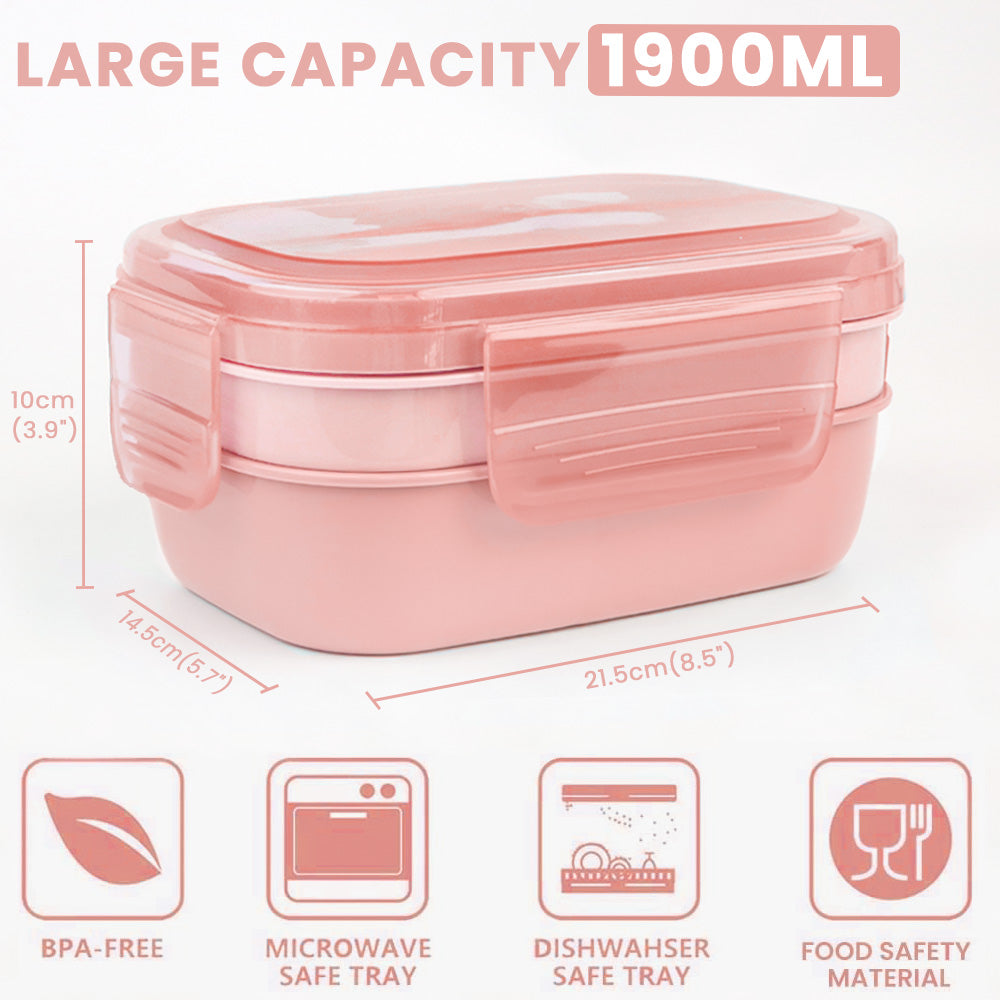 Lunch Box 1900ML, Bento Box Leak-Proof Dishwasher Microwave Safe BPA-Free