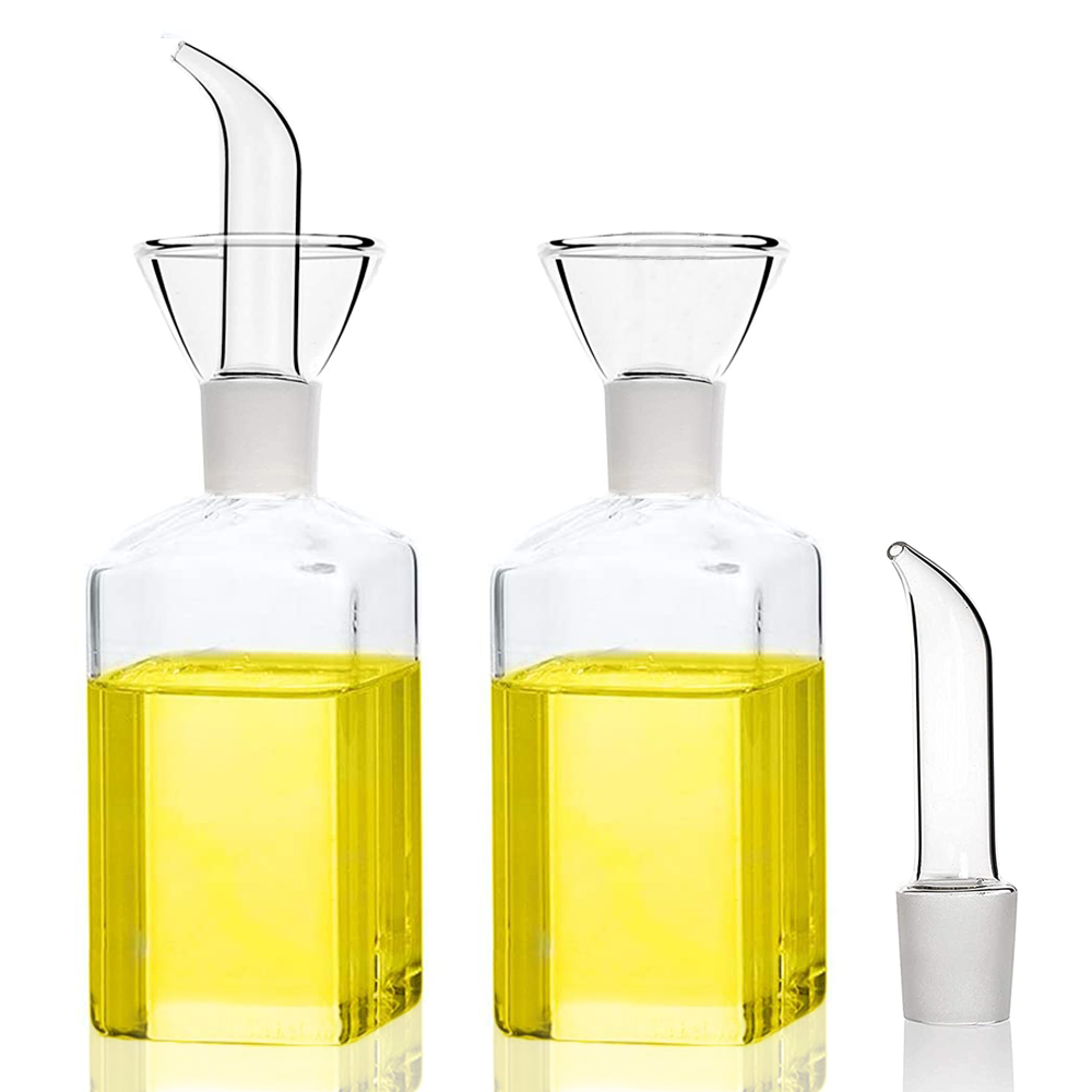 Bugucat Glass Oil Bottle Drizzler, Olive Oil Vinegar Bottle,Lead-Free Glass Oil Bottle,Oil Dispenser Wide Opening for Easy Fill & Cleaning,Oil and Vinegar Bottle for Kitchen,Salad,BBQ