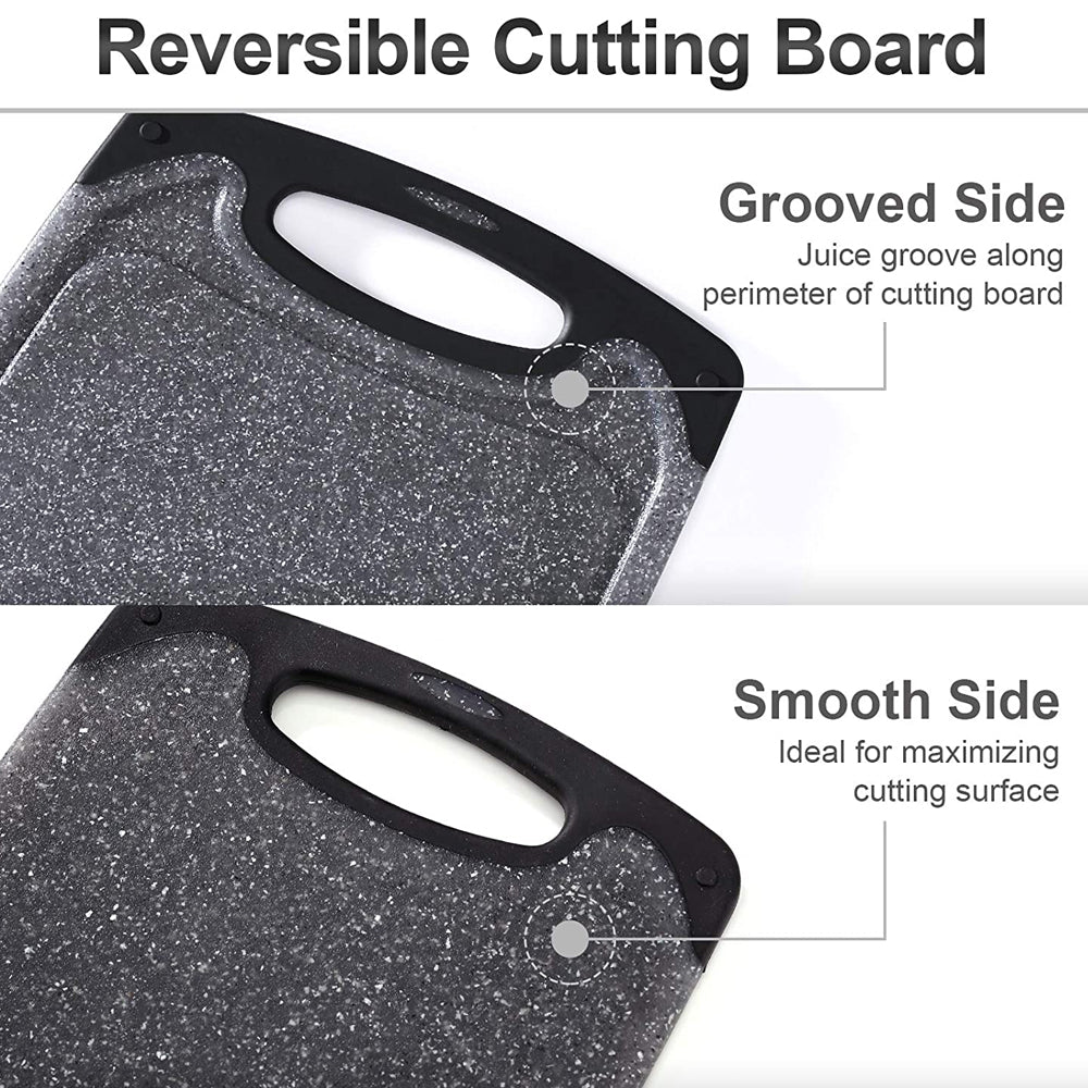 Planche à découper 3 pièces, planche à découper avec rainures à jus, planches à pain en plastique BPA, lavable au lave-vaisselle