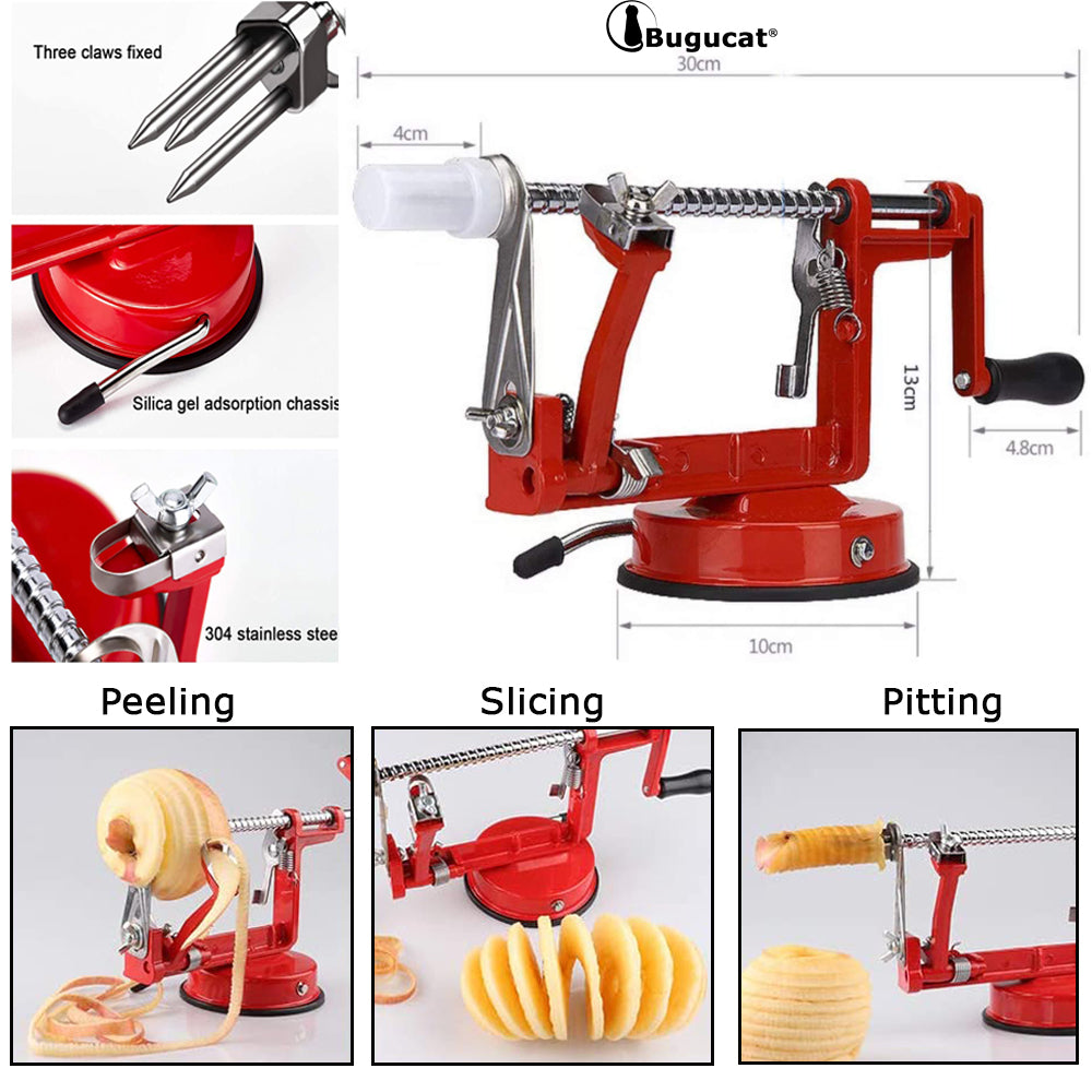 Bugucat Apple Peeler, Professional Apple Slicer, Apple Peeler, Spiral Cutter, Apple Corer, Peeler, Potato Fruit Slicer, 3 in 1 Function, Premium Quality