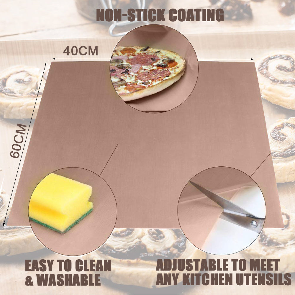 Bugucat Reusable Baking Sheet 8 Pack, PTFE Teflon Baking Mats Heat Resistant Transfer Paper Non Stick Baking Paper Waterproof and Washable Baking Tray Oven Tray BBQ Grill Mat 40 * 60cm each