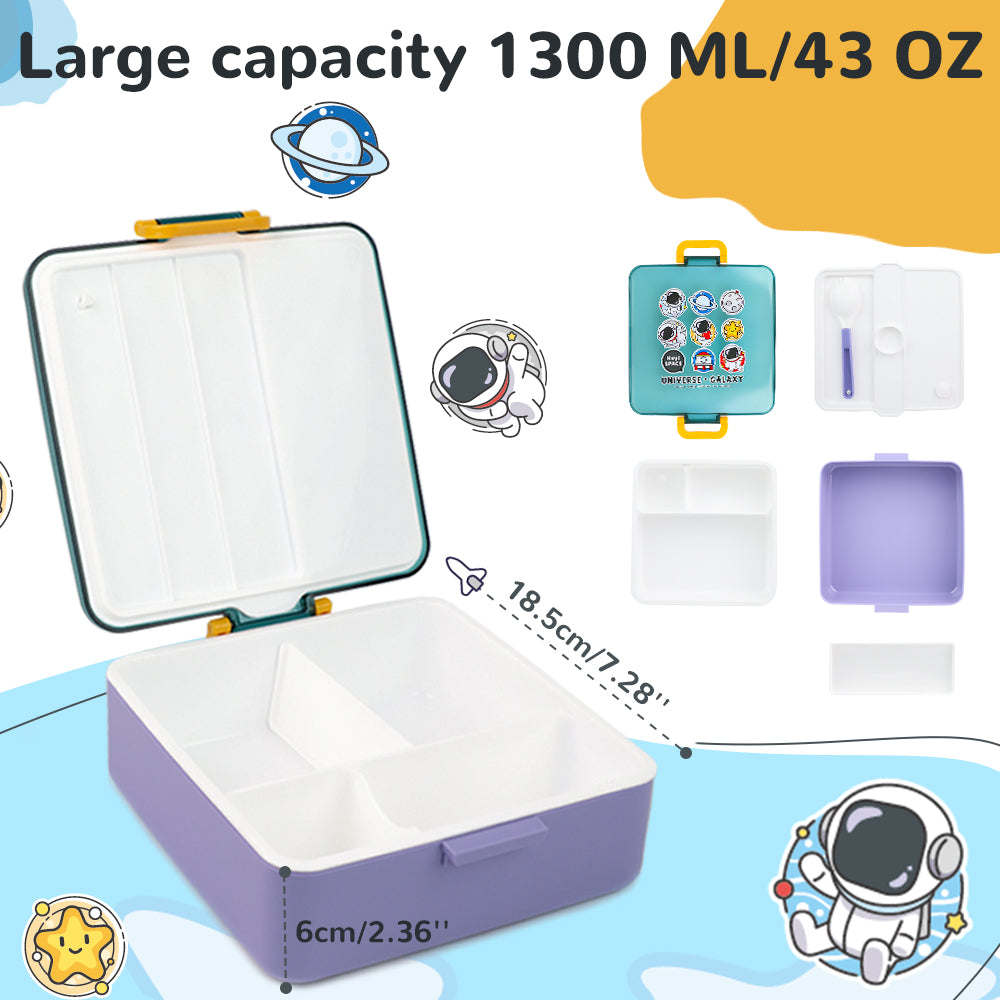 Bugucat Bento Lunch Box 1300ML,Kids Lunch Box Bento Boxes with 4 Compa