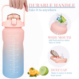 Bugucat Water Bottle 2L, Drinks Bottle with Straw and Time Markings, Sport Jug Leak Proof Reusable, Water Storage Container for Gym Outdoor Cycling Fitness Outdoor for Teenager Adult,BPA-free