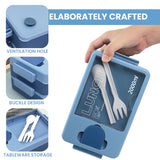Bugucat Lunchbox 2000ML, Bento Box Brotdose kinder mit 4 Fächern und Besteckset, Vesperdose Frühstücksbox für Mikrowellen Spülmaschinen, Brotzeitbox Brotbüchse für Erwachsene, BPA-frei
