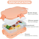 Lunch box enfant Bugucat, lunch box 1000ML avec 6 compartiments, bento box, lunch box, lunch box, robuste et étanche, hermétique, lunch box, convient aux micro-ondes et lave-vaisselle