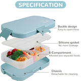 Lunch box enfant Bugucat, lunch box 1000ML avec 6 compartiments, bento box, lunch box, lunch box, robuste et étanche, hermétique, lunch box, convient aux micro-ondes et lave-vaisselle