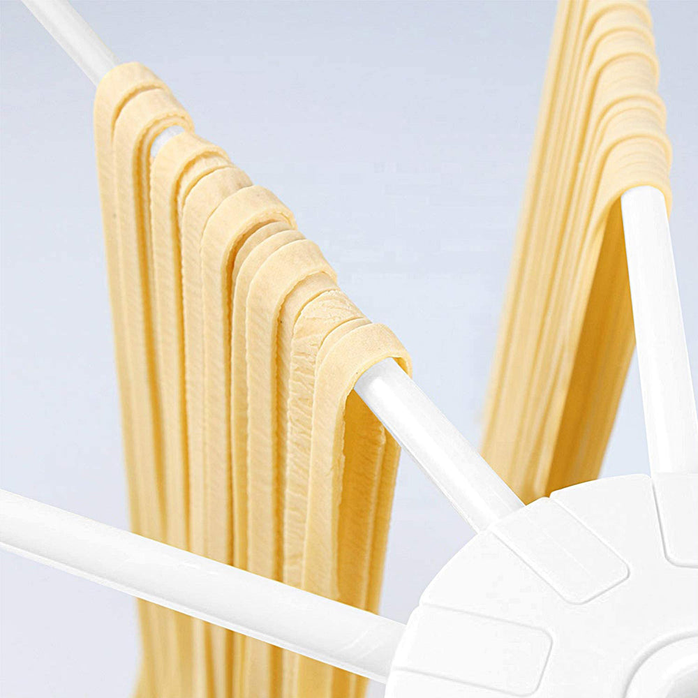 Bugucat Nudel-Trockenständer, Nudelständer mit 10 Stangengriffen, zusammenklappbar, Spaghetti-Trockenständer, Spaghetti-Haushalts-Nudeltrockner für hausgemachte frische Spaghetti, einfache Lagerung und schneller Aufbau