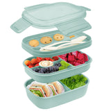 Bugucat Lunchbox 1900ML, Bento Box Brotdose mit 5 Fächern, Brotzeitbox Nachhaltig Jausenbox mit Löffel Gabel 2-Lagige Vesperdose für Erwachsene Kinder Brotbüchse zum Schule Arbeit Picknick Reisen