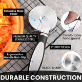 Bugucat Pizzaschneider & Pizzaschere ,Edelstahl Pizza Cutter Pizzaroller Hochwertiger und Sicherer Pizzarad,Pizza Schneidemesser mit Rutschfestem Griff Teigschneider Essen Grade Pizza Slicer