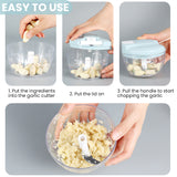 Bugucat Manual Food Chopper 520ML, Food Processors with Cover and Handle,Portable Chopper Shredder,Quick Hand Crusher for Vegetables,Garlic,Parsley, Herb & Onions