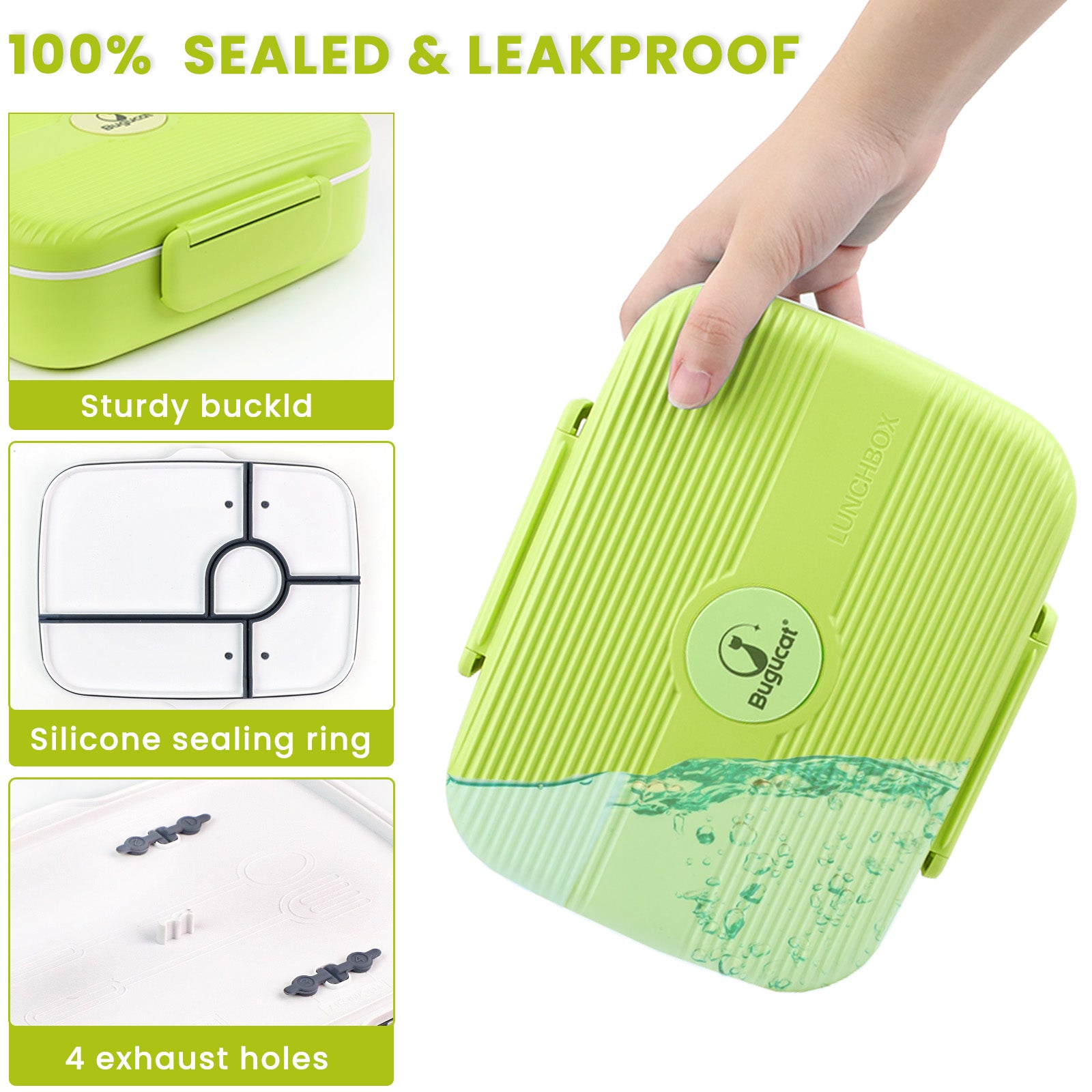 Lunch Box 1300ML, Bento Box Leak-Proof Dishwasher Microwave Safe