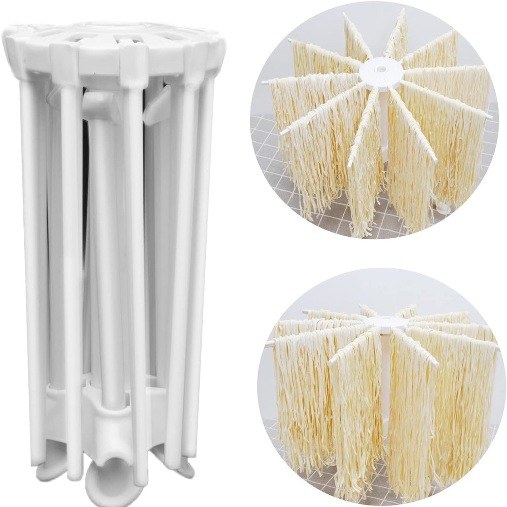 Foldable Pasta Drying Rack- Plastic Spaghetti Household Noodle Dryer with  10 Bar Handles 