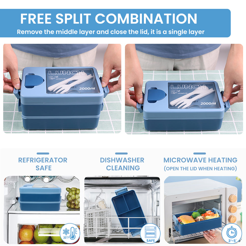 Lunch Box 2400ML, Bento Box Leak-Proof Dishwasher Microwave Safe BPA-F –  Bugucat Home