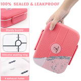 Bugucat Lunch Box 1300ML, Adult Kids Leakproof Bento Box with 5 Compartments and Spoon, Food Container Lunch Containers for School Work and Travel, Microwave & Dishwasher Safe for Men Woman, BPA Free