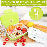 Bugucat Lunch Box 1300ML, Adult Kids Leakproof Bento Box with 5 Compartments and Spoon, Food Container Lunch Containers for School Work and Travel, Microwave & Dishwasher Safe for Men Woman, BPA Free