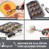Buguacat Cuillère à glace, Cuillère à biscuits en acier inoxydable poli avec gâchette, Cuillère à glace Cuillère à biscuits Cuillère à glace pour crème glacée aux fruits Pâte à biscuits Crème glacée