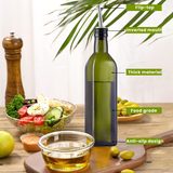 Bugucat Oil Bottle 500 ml, Glass Vinegar Bottle with Dispenser, Oil Bottles with Pourer and Label, Olive Oil Dispenser with Anti-Dirt Closure, Leak-proof and Drip-Free, for Cooking, Grilling, Salad