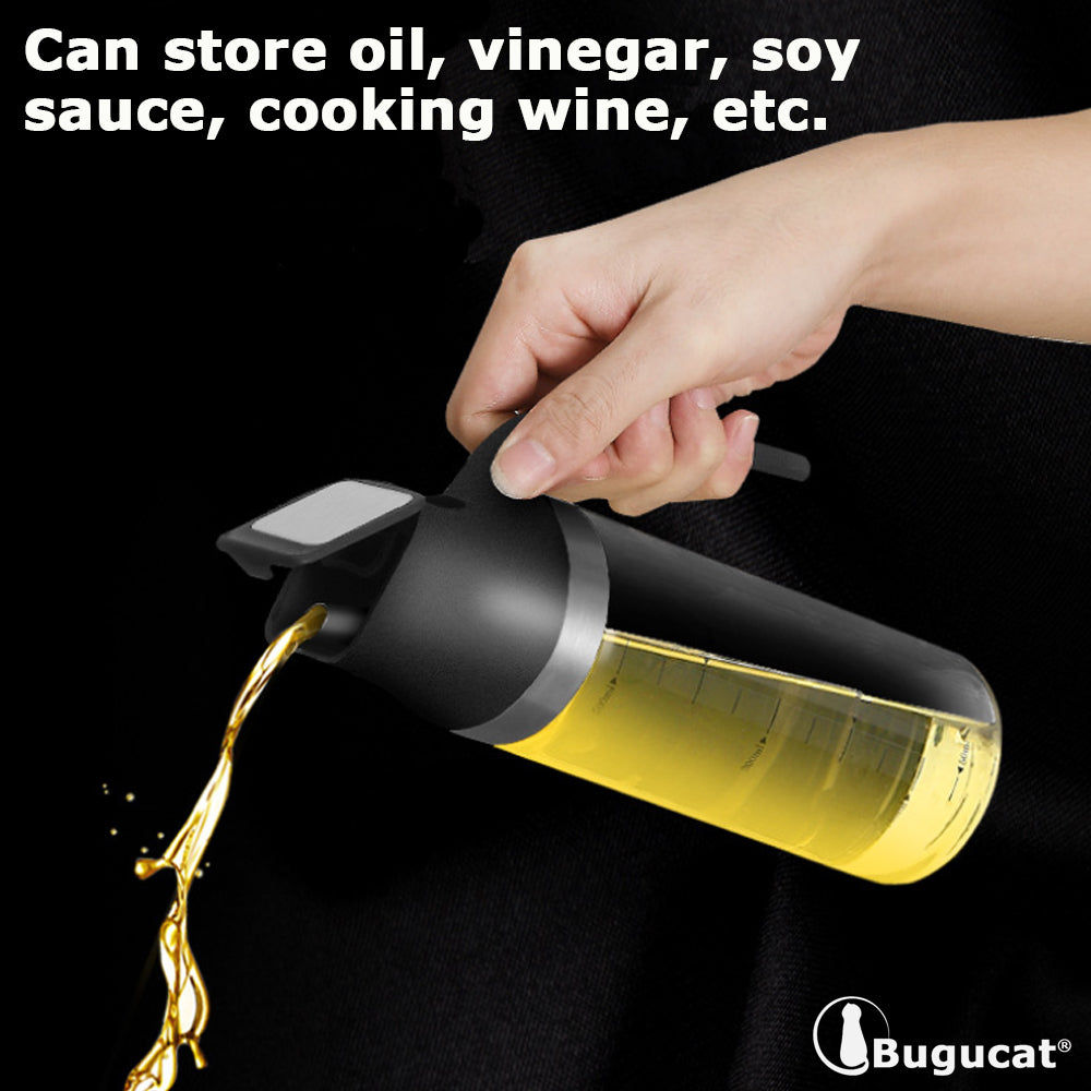 Bugucat Ölflasche 600ML, Premium Essig/Öl Spender aus Edelstahl und Glas, Olivenöl Behälter Öl Glasflasche mit automatischer Düse