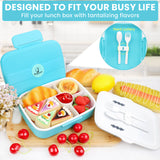 Bugucat Lunch Box 1300ML, Adult Kids Leakproof Bento Box with 5 Compartments and Spoon, Food Container Lunch Containers for School Work and Travel, Microwave & Dishwasher Safe for Men Woman, BPA Free