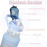 Bugucat Water Bottle 2L, Drinks Bottle with Straw and Time Markings, Sport Jug Leak Proof Reusable, Water Storage Container for Gym Outdoor Cycling Fitness Outdoor for Teenager Adult,BPA-free