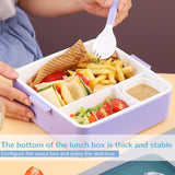 Bugucat Bento Lunch Box 1300ml, Bento Box with 4 Compartments & Cutlery, Food Container, Lunch Box for Kids, Sandwich Box Microwave and Dishwasher Safe, Meal Prep Container BPA Free