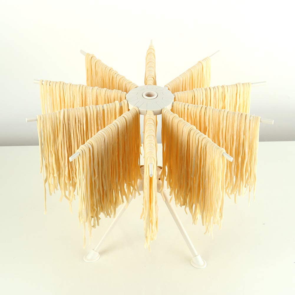 Rejilla para secar Pasta, soporte para Fideos con 10 asas de barra plegable, rejilla para secar espaguetis, secadora de fideos doméstica para espaguetis
