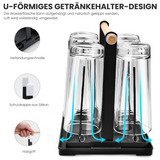 Bugucat Flaschenhalter für SodaStream, Hochwertiger 6er Abtropfhalter aus Edelstahl mit Herausnehmbare Abtropfwanne und Silikonhülle, Abtropfständer für Soda Stream, Crystal, Easy, Fuse Emil Flaschen
