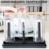 Bugucat Flaschenhalter für SodaStream, Hochwertiger 6er Abtropfhalter aus Edelstahl mit Herausnehmbare Abtropfwanne und Silikonhülle, Abtropfständer für Soda Stream, Crystal, Easy, Fuse Emil Flaschen