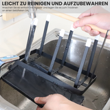 Bugucat Flaschenhalter für SodaStream, Hochwertiger 6er Abtropfhalter aus Edelstahl mit Herausnehmbare Abtropfwanne und Silikonhülle, Abtropfständer für Soda Stream, Crystal, Easy, Fuse Emil Flaschen