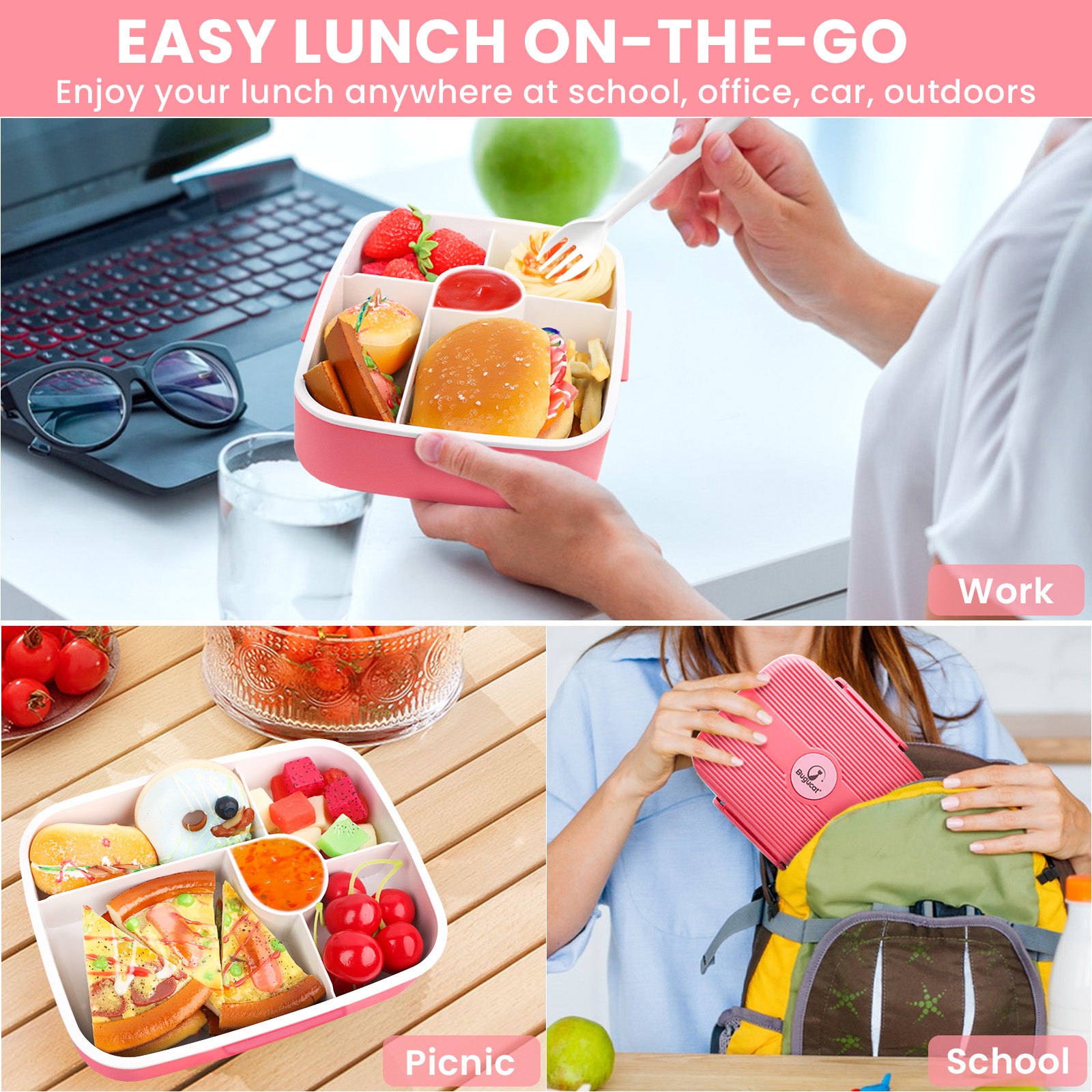 Bento Box Adult Lunch Box, Lunch Containers for Adults Men Women