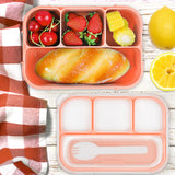 Bugucat Lunch Box 1300ML, Kids Adult Bento Box with 4 Compartments and Spoon, Reusable Food Container Lunch Containers for School Work and Travel Microwave & Dishwasher & Freezer Safe, BPA Free