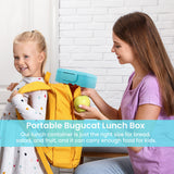 Bugucat Bento-Lunchbox 850 ml, Bento-Box mit 3 Fächern und Besteck, Lebensmittelbehälter, Lunchbox für Kinder und Erwachsene, Sandwich-Box für Mikrowelle und Spülmaschine, Behälter für die Zubereitung von Mahlzeiten