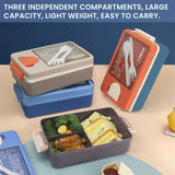 Bugucat Bento Box 1100 ml, Kinder-Lunchbox mit 3 Fächern und Besteckset, Lunchbox für Spülmaschine, Mikrowelle, Lunchbox für Erwachsene, BPA-frei
