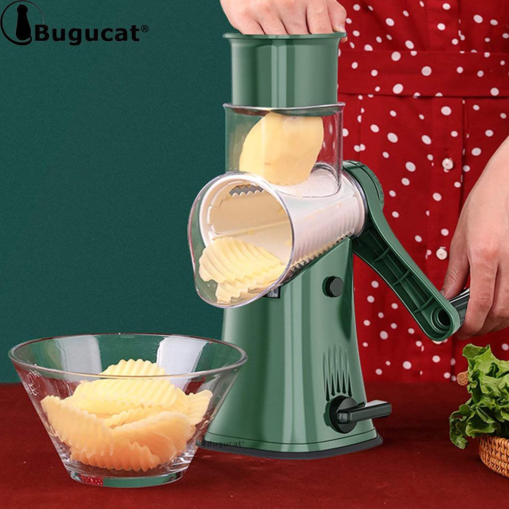 Bugucat Vegetable Chopper, Vegetable Cutter, Cheese Grater, Potato Cutter, Mandoline Slicer, Peeler Food Salad Chopper, Vegetable Slicer Spiralizer with 5 Interchangeable Stainless Steel Blades