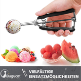 Buguacat Cuillère à glace, Cuillère à biscuits en acier inoxydable poli avec gâchette, Cuillère à glace Cuillère à biscuits Cuillère à glace pour crème glacée aux fruits Pâte à biscuits Crème glacée