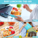 Bugucat Lunch Box 1300ML, Adult Kids Leakproof Bento Box with 5 Compartments and Spoon, Food Container Lunch Containers for School Work and Travel, Microwave & Dishwasher Safe for Men Woman, BPA Free