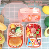 Bugucat Lunchbox 1900ML, Bento Box Brotdose mit 5 Fächern, Brotzeitbox Nachhaltig Jausenbox mit Löffel Gabel 2-Lagige Vesperdose für Erwachsene Kinder Brotbüchse zum Schule Arbeit Picknick Reisen