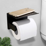Toilet Roll Holder with Shelf, Self Adhesive Toilet Paper Holder Wall Mounted SUS304 Stainless Steel, Toilet Paper Roll Holder Bathroom Kitchen