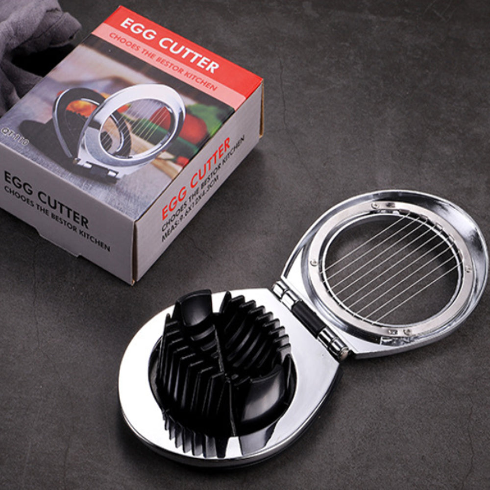 Bugucat Egg Cutter, Egg Wedge 304 Alambre de acero inoxidable Egg Slicer Splitter Chopper con 2 en 1 Disco Estante de metal Cuñas Herramienta de cocina para huevos, ensaladas, sándwiches