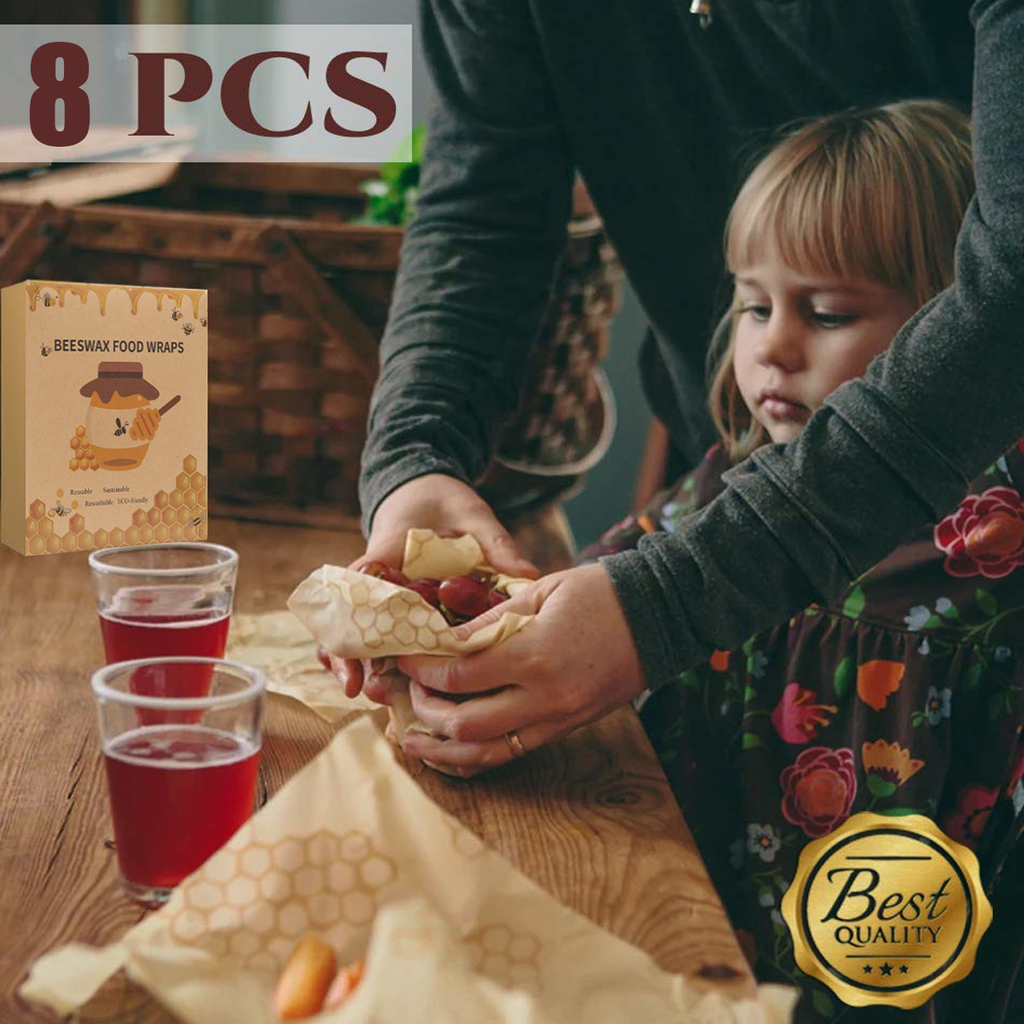 Bugucat Reusable Beeswax Wraps 8 Pack,Food Wraps Sustainable Plastic F