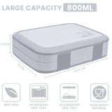 Bugucat Lunchbox 800ML, Bento Box Brotdose mit 5 Fächern und Besteckset, Vesperdose Frühstücksbox für Mikrowellen Spülmaschinen, Brotzeitbox Brotbüchse, BPA-Free