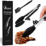Barbecue Tongs 2 PCS, Premium Kitchen Tongs, Stainless Steel, Heat Resistant, Meat Tongs Bread Tongs, Integrated Stand,  Lockable Food Tongs