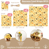 Bugucat Bio Wachspapier 8er-Set,Bienenwachs Wraps ,Wiederverwendbare Bienenwachstücher aus natürlichem Bienenwachs Öko-Tex Baumwolle,Keine Abfälle Frischhaltefolie für Lebensmittelaufbewahrung Beeswax