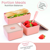 Bugucat Lunch Box for Adults and Kids 1400 ML, Double Stackable Bento Box Container Meal Prep Containe with Tote Bag and Yogurt Box, 2 Tier and 3 Compartment Design Food Containers for Lunch Snacks