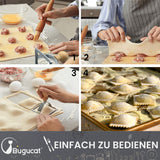 Bugucat Ravioli Cookie Cutter Mould, Stainless Steel Ravioli Mould with Wooden Handle and Ribbed Edge, Pasta Pasta Press, Ravioli Mould Biscuit Mould Idea for Dumplings Pierogie & Dumplings (Set of 3)