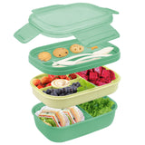 Bugucat Lunchbox 1900ML, Bento Box Brotdose mit 5 Fächern, Brotzeitbox Nachhaltig Jausenbox mit Löffel Gabel 2-Lagige Vesperdose für Erwachsene Kinder Brotbüchse zum Schule Arbeit Picknick Reisen