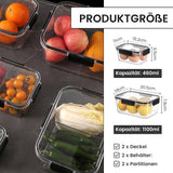 Storage Containers, Storage Container Set with Lid, Airtight, 6 Pieces (2 Containers + 2 Lids + 2 Partition), Storage Box, Kitchen Organiser, Food Storage Containers, Bpa-Free, Storage