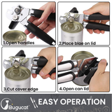 Bugucat Dosenöffner 3 In 1,Manuell Deckelöffner Can Opener Sicherheits Büchsenöffner Kapselheber